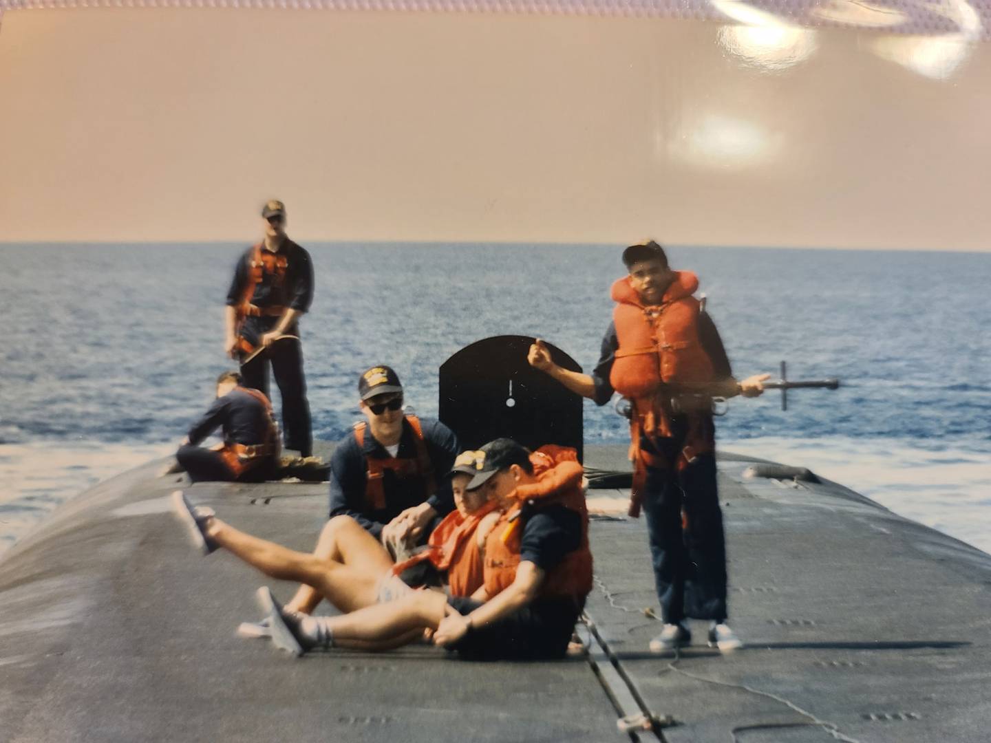 Sitting topside on the USS Nevada in 1987 during a Panama Canal transit.