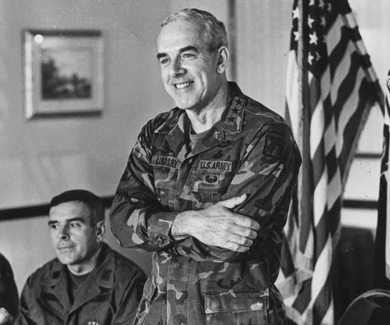 Then-Lt. Gen. James Lindsay on Fort Bragg, Jan. 22, 1986.